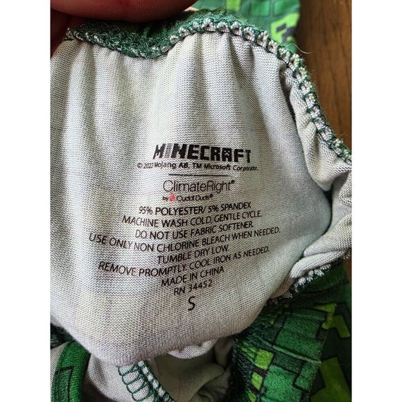 Minecraft Kids Pajama Set Creeper Design Long Sleeve & Pants Green Pixelated Pri - Picture 3 of 5